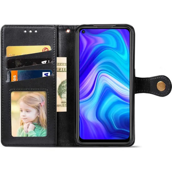 Кожаный чехол-книжка GETMAN Gallant (PU) для Xiaomi Redmi Note 9 / Redmi 10X — Черный — фото 3