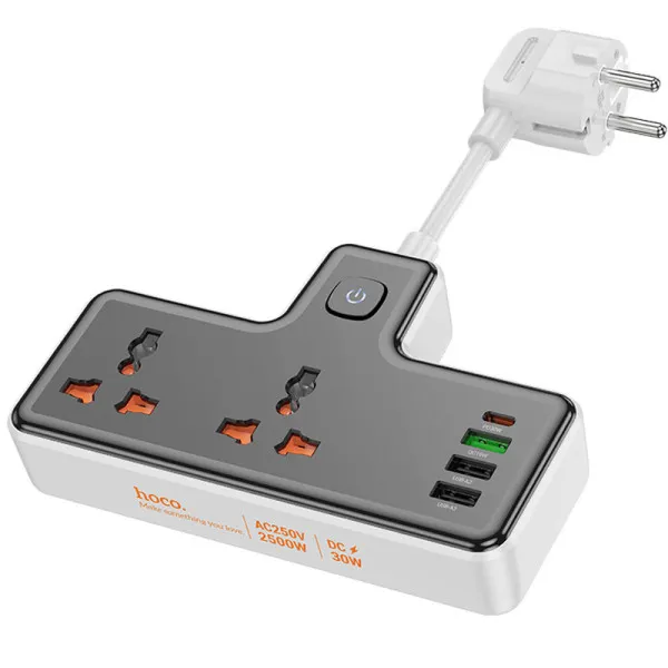 СЗУ Hoco AC12A Reise (PD30W/1C3A) +Socket — Черный — фото 1