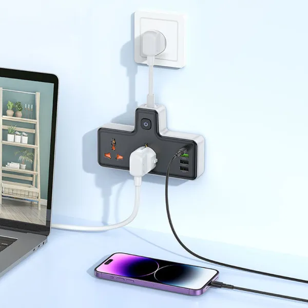 СЗУ Hoco AC12A Reise (PD30W/1C3A) +Socket — Черный — фото 3