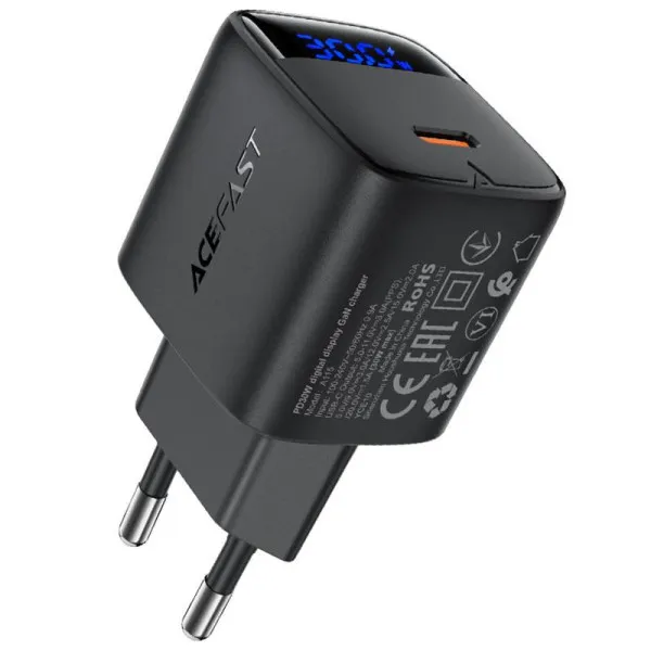 СЗУ Acefast A115 PD30W GaN (1USB-C) — Черный — фото 1