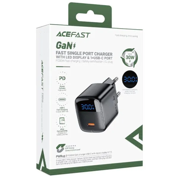 СЗУ Acefast A115 PD30W GaN (1USB-C) — Черный — фото 2