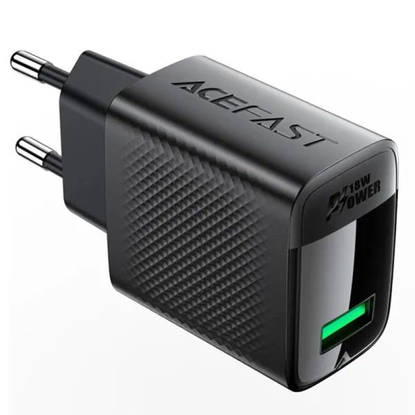 СЗУ Acefast A90 QC3.0 18W (1USB-A) — Черный — фото 2