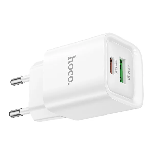 СЗУ Hoco C147A PD20W+QC3.0 (1USB-A/1C) — Белый — фото 5