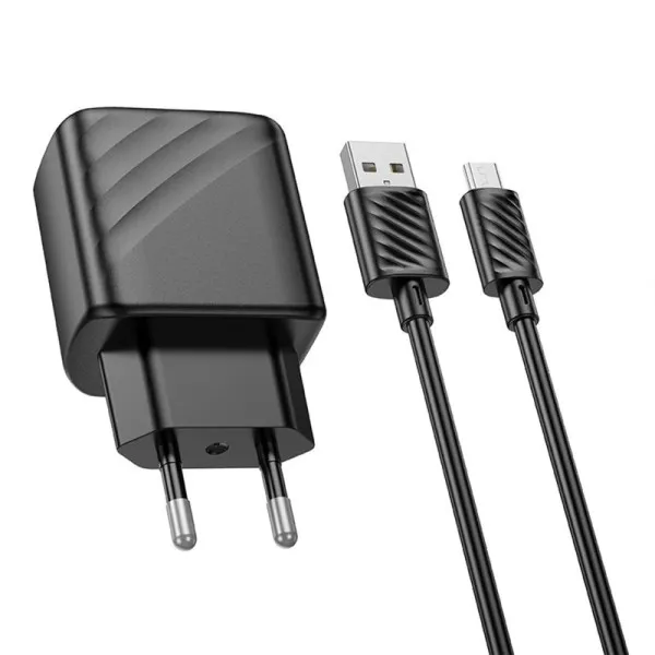 СЗУ Hoco CS21A Rich QC3.0 18W (1USB-A) + кабель USB to MicroUSB — Черный — фото 5