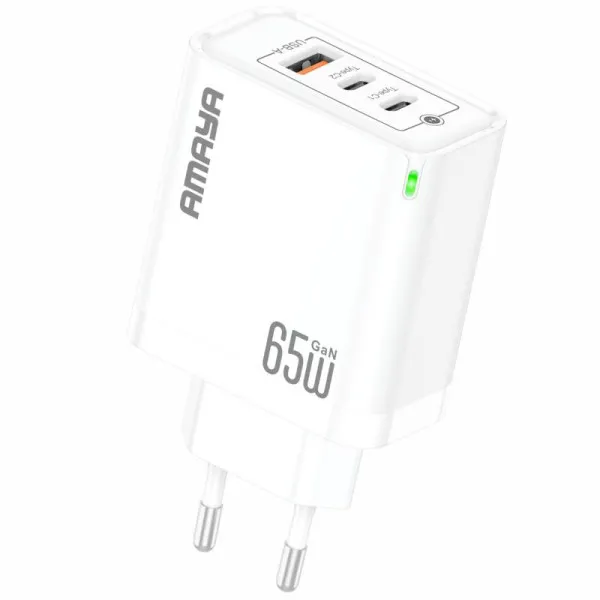 СЗУ Amaya E102T PD65W+QC3.0 GaN (1USB-A/2C) — Белый — фото 1