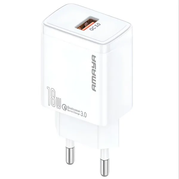 СЗУ Amaya E59S QC3.0 18W (1USB-A) + кабель USB to Type-C — Белый — фото 1 СЗУ Amaya E59S QC3.0 18W (1USB-A) + кабель USB to Type-C — Белый — фото 1