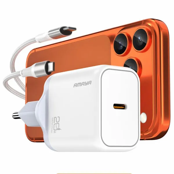 СЗУ Amaya E280S PD20W GaN (1USB-C) + кабель Type-C to Type-C — Белый — фото 1