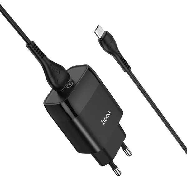 СЗУ Hoco C72Q Glorious QC3.0 18W (1USB-A) + кабель USB to MicroUSB — Черный — фото 2