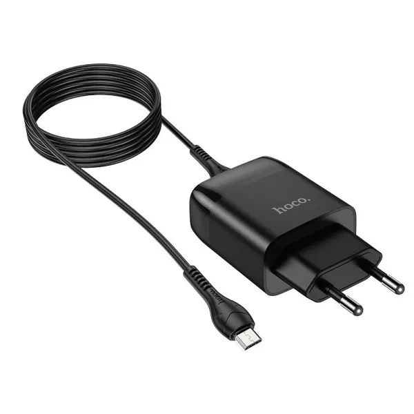 СЗУ Hoco C72Q Glorious QC3.0 18W (1USB-A) + кабель USB to MicroUSB — Черный — фото 3