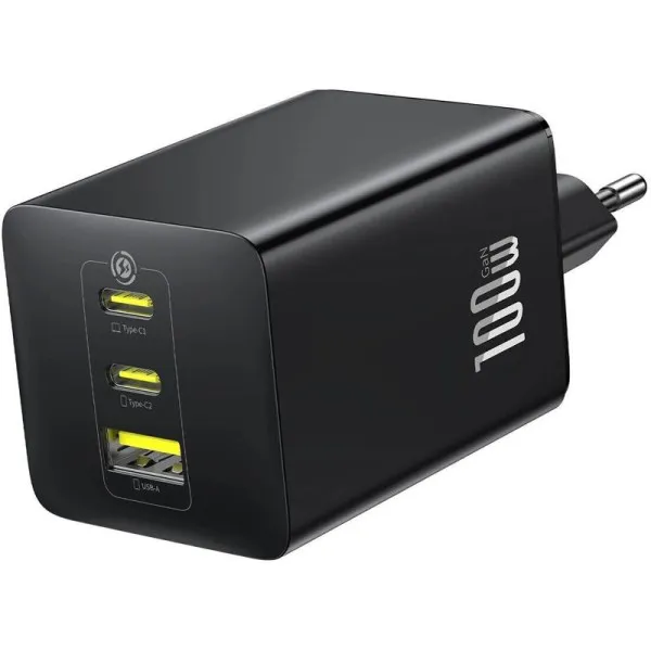 СЗУ Baseus EnerFill FE11 Fast Charger PD100W+QC3.0 (1USB-A/2C) (P101821) — Черный — фото 2 СЗУ Baseus EnerFill FE11 Fast Charger PD100W+QC3.0 (1USB-A/2C) (P101821) — Черный — фото 2