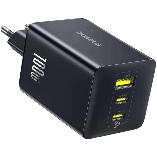 СЗУ Baseus EnerFill FE11 Fast Charger PD100W+QC3.0 (1USB-A/2C) (P101821) — Черный — фото 3 СЗУ Baseus EnerFill FE11 Fast Charger PD100W+QC3.0 (1USB-A/2C) (P101821) — Черный — фото 3