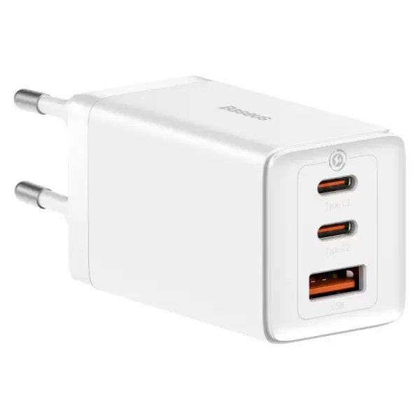 СЗУ Baseus GaN5 Pro PD65W+QC3.0 (1USB-A/2C) + кабель Type-C to Type-C (CCGP12020) — Белый — фото 5 СЗУ Baseus GaN5 Pro PD65W+QC3.0 (1USB-A/2C) + кабель Type-C to Type-C (CCGP12020) — Белый — фото 5