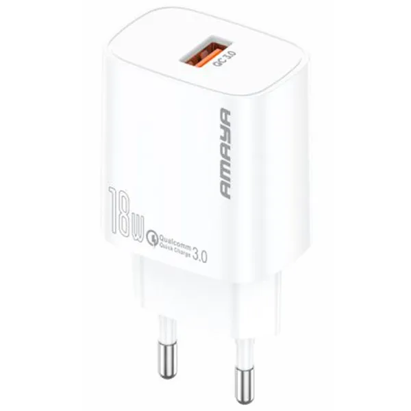 СЗУ Amaya E60S QC3.0 18W (1USB-A) + кабель USB to Type-C — Белый — фото 1 СЗУ Amaya E60S QC3.0 18W (1USB-A) + кабель USB to Type-C — Белый — фото 1