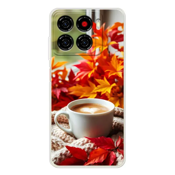 Чехол с принтом «Кофе и листья» для ZTE Blade A56