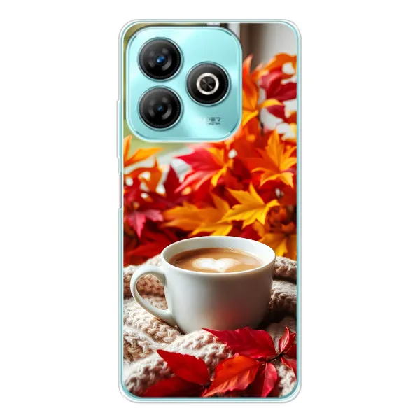 Чехол с принтом «Кофе и листья» для ZTE Blade A75