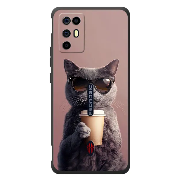 Чехол с принтом «Кот с кофе» для ZTE Nubia RedMagic 6R