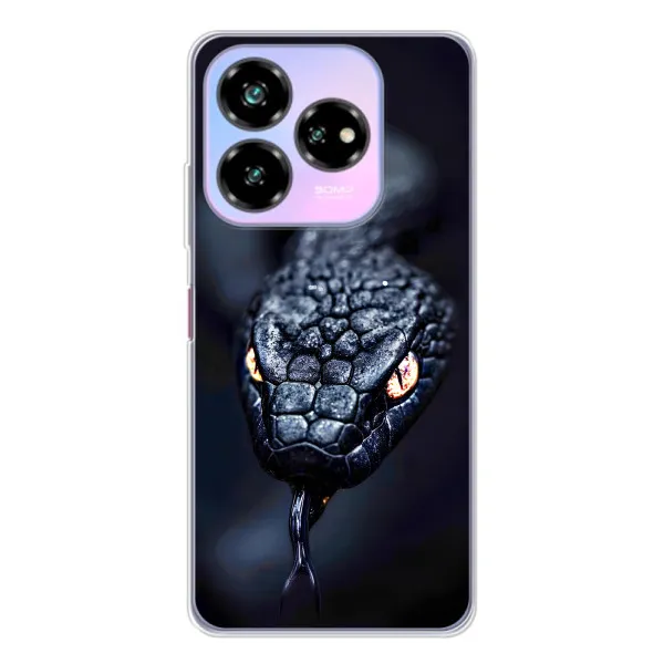 Чехол с принтом «Черная змея» для ZTE Nubia V60 Design