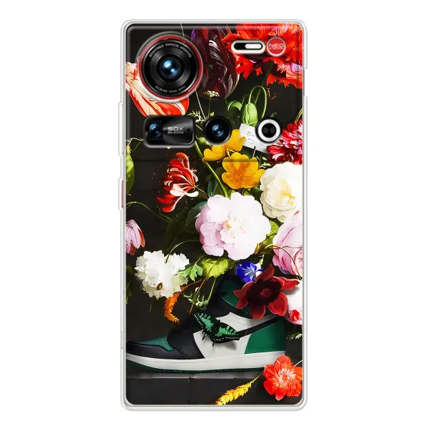 Чехол с принтом «Nike цветы» для ZTE Nubia Z70 Ultra