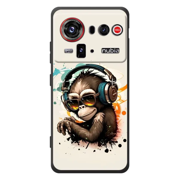 Чехол с принтом «Макака в наушниках» для ZTE nubia Z80 Ultra
