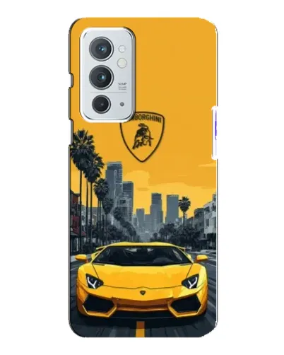 Чохол для OnePlus 9RT з картинкою «Жовтий Lamborghini місто»