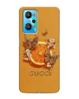 Чехол для Realme GT Neo 2 с картинкой «Gucci — золотые бабочки»