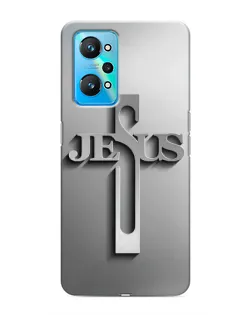 Чехол для Realme GT Neo 2 с картинкой «Металлический крест Jesus»