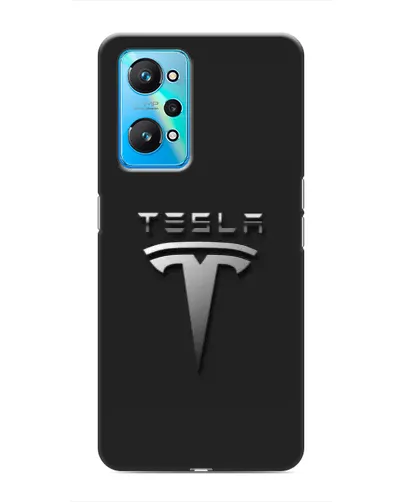 Чехол для Realme GT Neo 2 с картинкой «Стальной логотип Tesla»
