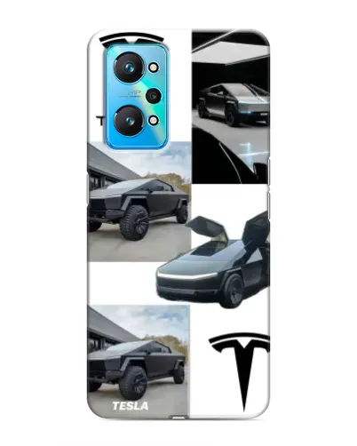 Чехол для Realme GT Neo 2 с картинкой «Коллаж Cybertruck Tesla»