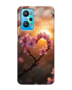 Чехол для Realme GT Neo 2 с картинкой «Розовый цвет сердце на фоне заката»