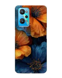 Чехол для Realme GT Neo 2 с картинкой «Яркая сине-оранжевая флора»