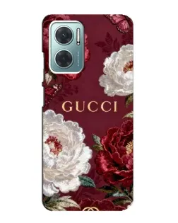 Чехол для Xiaomi Redmi Note 11E с картинкой «Gucci — бордовые розы»