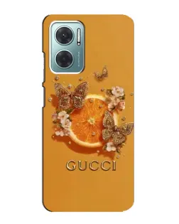 Чехол для Xiaomi Redmi Note 11E с картинкой «Gucci — золотые бабочки»