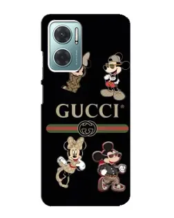 Чехол для Xiaomi Redmi Note 11E с картинкой «Gucci — герои Disney и монограмма»