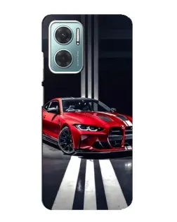 Чехол для Xiaomi Redmi Note 11E с картинкой «Красная BMW на дороге»