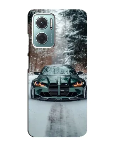 Чехол для Xiaomi Redmi Note 11E с картинкой «BMW в зимнем лесу»