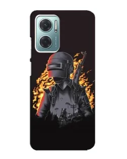 Чехол для Xiaomi Redmi Note 11E с картинкой «PUBG — огненный силуэт»