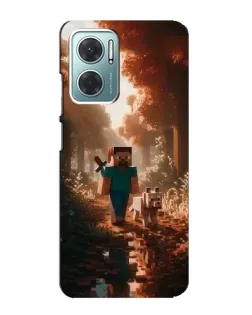 Чехол для Xiaomi Redmi Note 11E с картинкой «Стив в лесу»