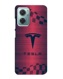 Чехол для Xiaomi Redmi Note 11E с картинкой «Тесла красный карбон»