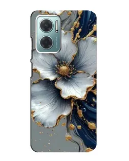 Чехол для Xiaomi Redmi Note 11E с картинкой «Белый цветок и золотой флюид»