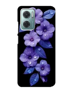 Чехол для Xiaomi Redmi Note 11E с картинкой «Фиолетовые цветы с росою»