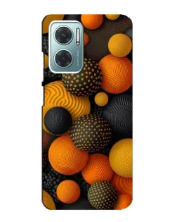 Чехол для Xiaomi Redmi Note 11E с картинкой «Объемные оранжевые сферы»