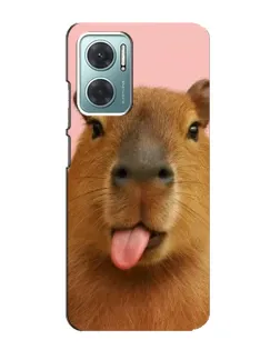 Чехол для Xiaomi Redmi Note 11E с картинкой «Капибара с языком»