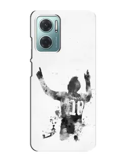 Чехол для Xiaomi Redmi Note 11E с картинкой «Черно-белый силуэт Месси»