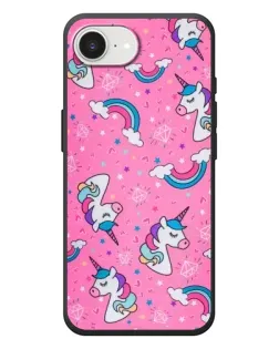 Чехол для iPhone 17e с картинкой «Unicorn паттерн розовый»