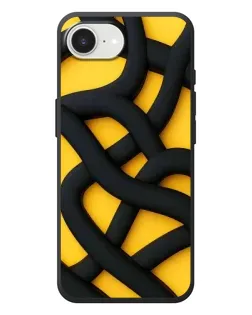 Чехол для iPhone 17e с картинкой «Черное желтое переплетение»