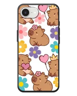 Чехол для iPhone 17e с картинкой «Цветочный паттерн капибар»