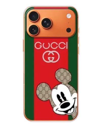 Чехол для Apple iPhone 18 Pro Max с картинкой «Gucci — полосы и Микки»