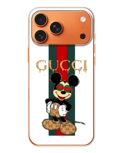 Чехол для Apple iPhone 18 Pro Max с картинкой «Микки Маус Gucci — полосы»