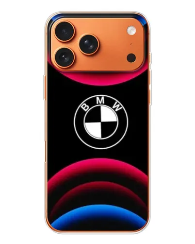 Чехол для Apple iPhone 18 Pro Max с картинкой «Логотип BMW и неоновые дуги»