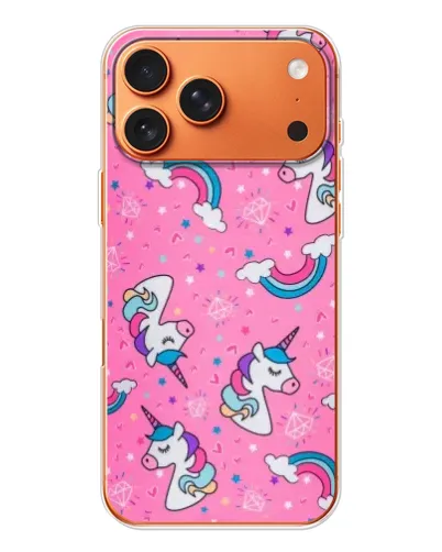 Чехол для Apple iPhone 18 Pro Max с картинкой «Unicorn паттерн розовый»